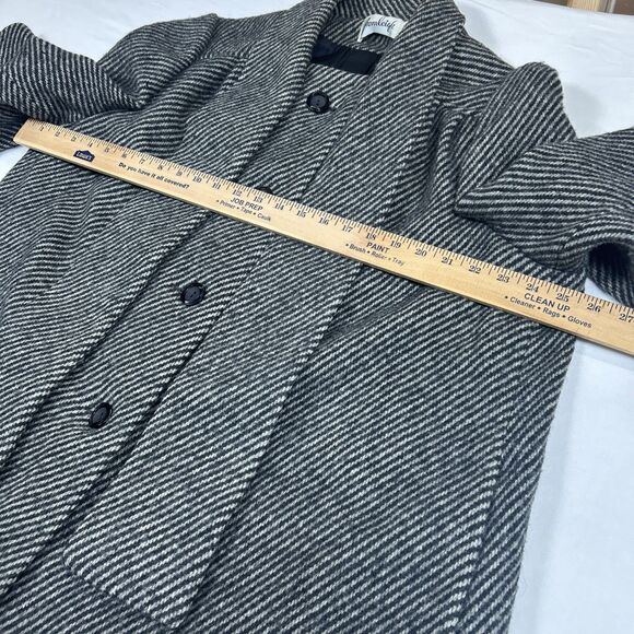 Vintage Bromleigh Coat ILGWU Union Made Gray Stripe Scarf Pure Wool Small/Medium - Picture 9 of 16